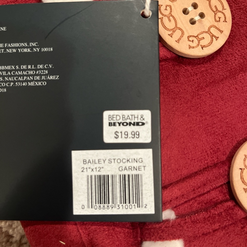 UGG Brown and Burgundy Christmas Stockings - Picture 4 of 5